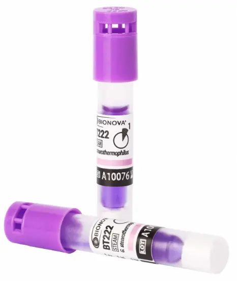 Indicador biológico de 1 h para Vapor. Presentación: Caja con 50 piezas