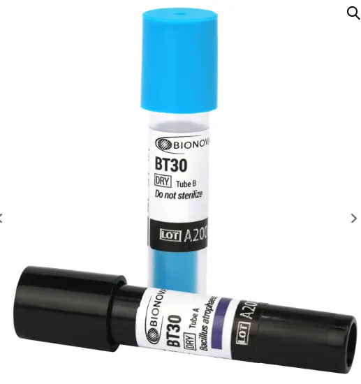 48h INDICADOR BIOLÓGICO DE CALOR SECO. PRESENTACIÓN: CAJA CON 50 PIEZAS. MARCA TERRAGENE.