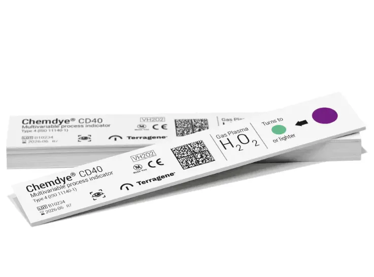 INDICADOR QUÍMICO DE PERÓXIDO DE HIDRÓGENO. PRESENTACIÓN: PAQUETE CON 250 PIEZAS. MARCA TERRAGENE.