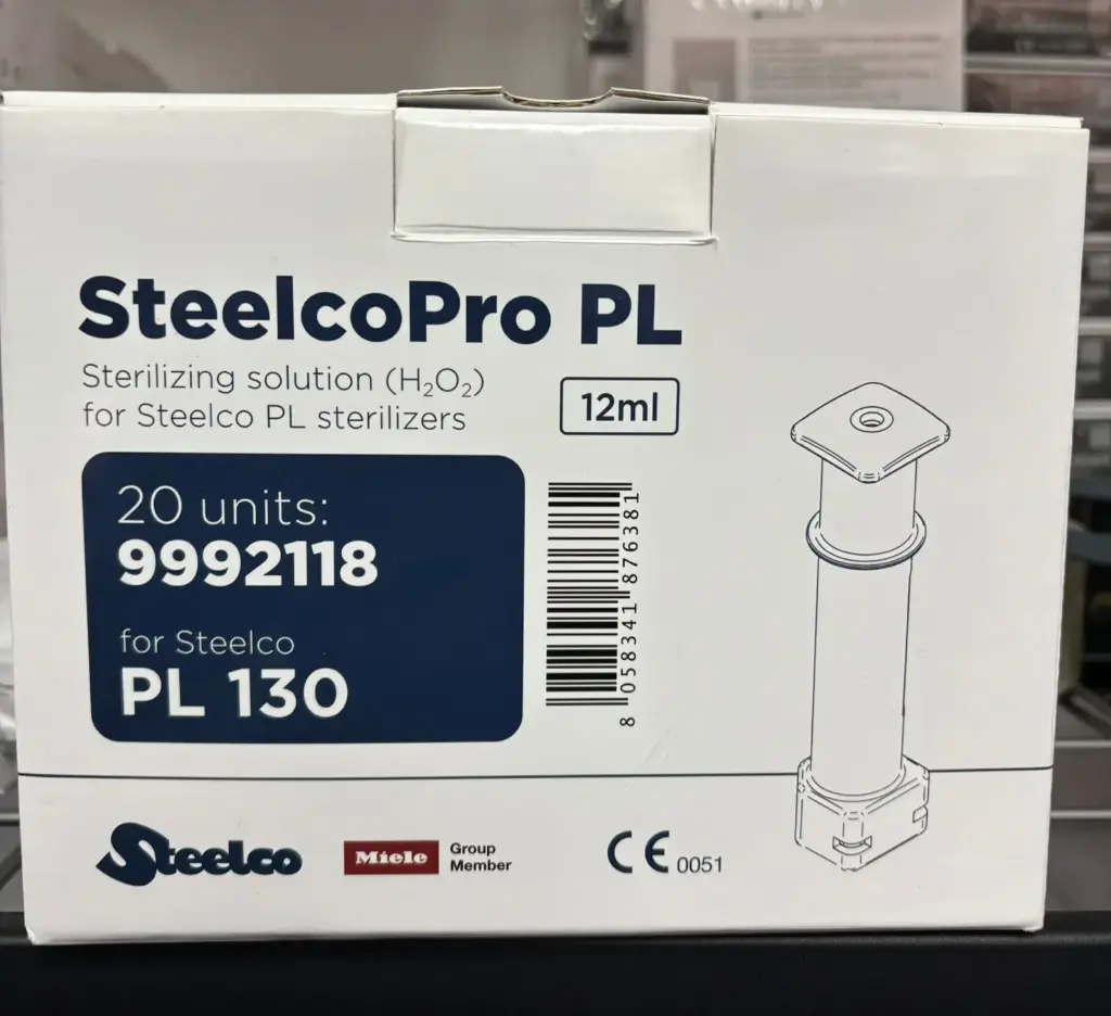 CARTUCHO DE: PEROXIDO DE HIDROGENO EN SOLUCION ACUOSA A 58%, CAPACIDAD DE 12 ML, CON IDENTIFICADOR RFID PRESENTACION: PIEZA. NUMERO DE CATALOGO: STEELCO 9992118. PARA SU USO EN EL EQUIPO: ESTERILIZADOR DE BAJA TEMPERATURA A TRAVES DE PLASMA DE PEROXIDO