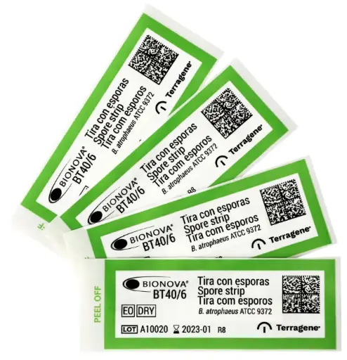 [BT40/6] TIRAS DE ESPORAS PARA EtO Y CALOR SECO. PRESENTACIÓN: PAQUETE CON 100 PIEZAS.