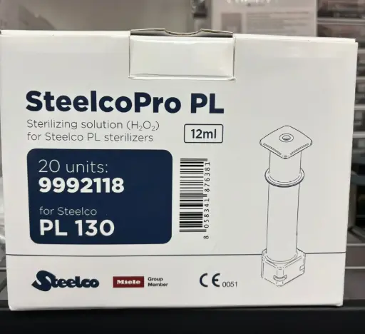 CARTUCHO DE: PEROXIDO DE HIDROGENO EN SOLUCION ACUOSA A 58%, CAPACIDAD DE 12 ML, CON IDENTIFICADOR RFID PRESENTACION: PIEZA. NUMERO DE CATALOGO: STEELCO 9992118. PARA SU USO EN EL EQUIPO: ESTERILIZADOR DE BAJA TEMPERATURA A TRAVES DE PLASMA DE PEROXIDO